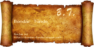 Bondár Tünde névjegykártya
